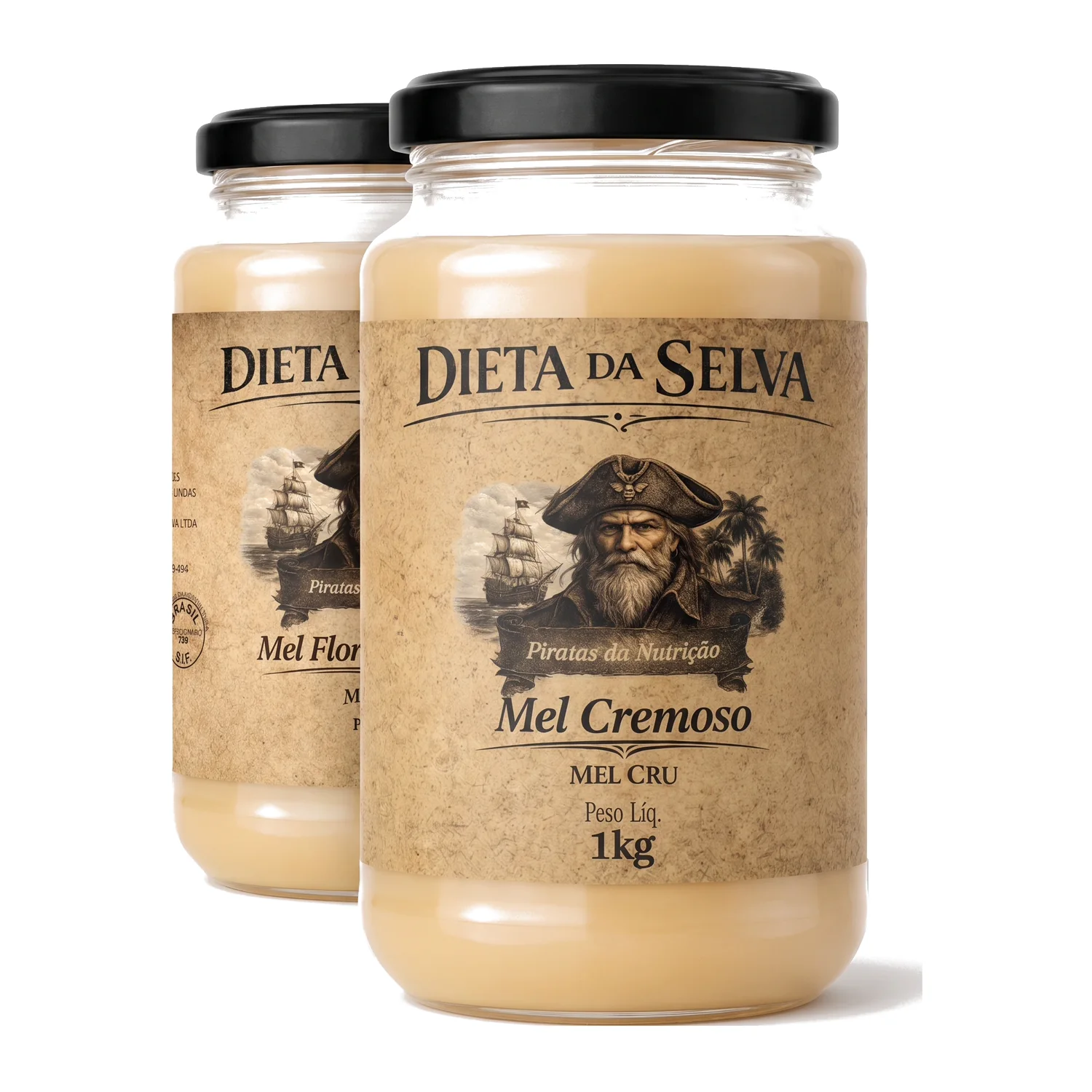 Dois potes de 1 kg do Mel Cremoso da Selva